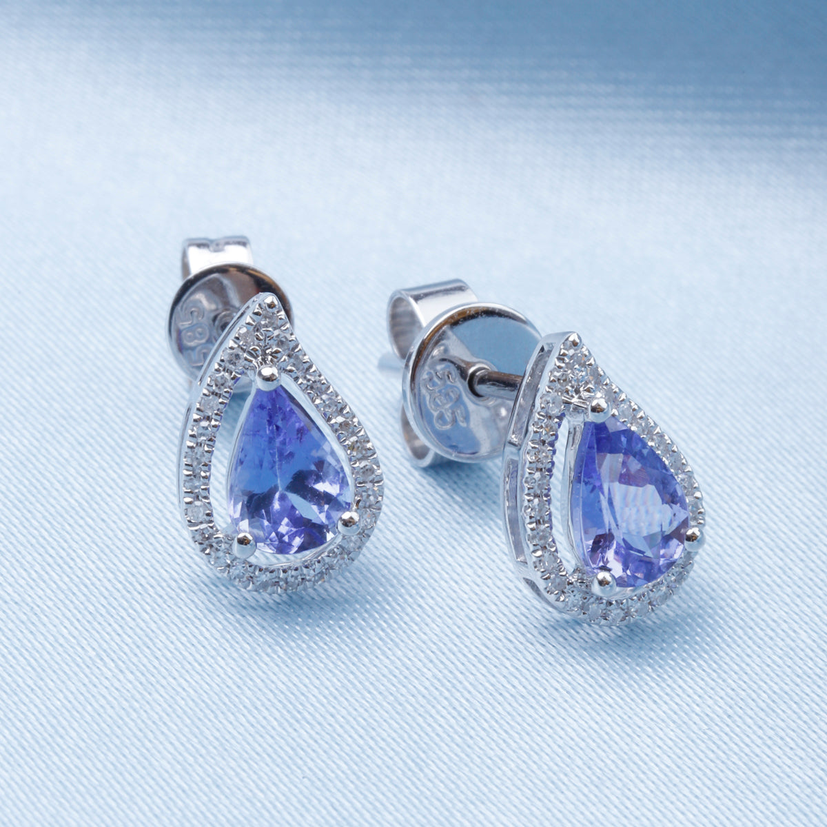 Teardrop Halo Stud Earrings