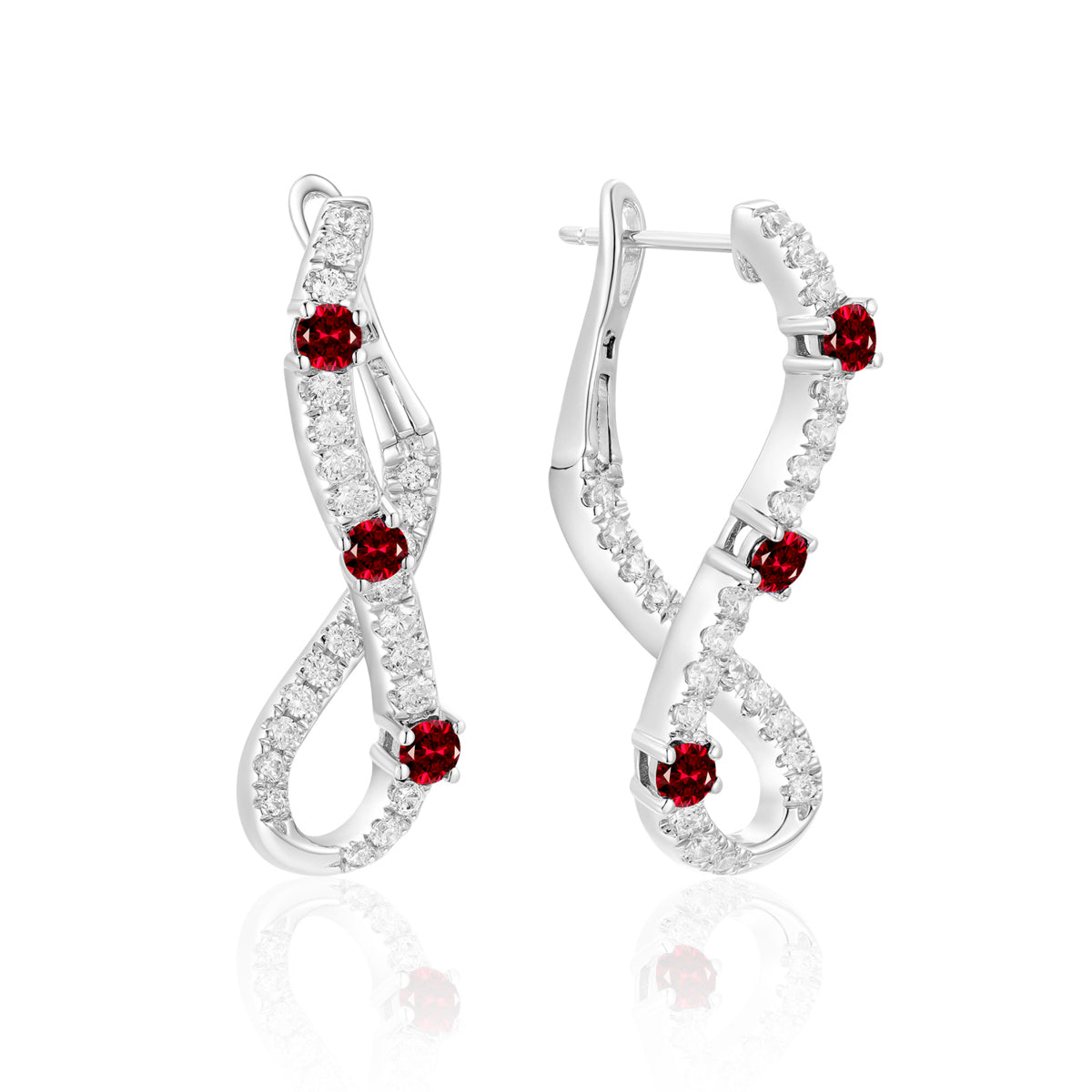 Discover elegance with Abstract Infinity Whirl Earrings, with Diamond and Precious stones. 