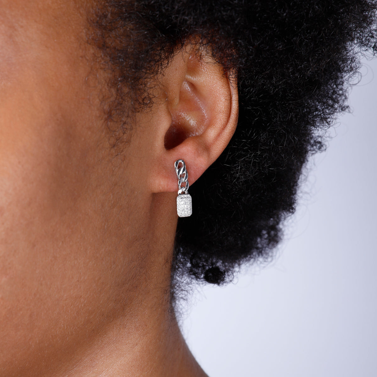 Pave Rectangle Drop Earrings