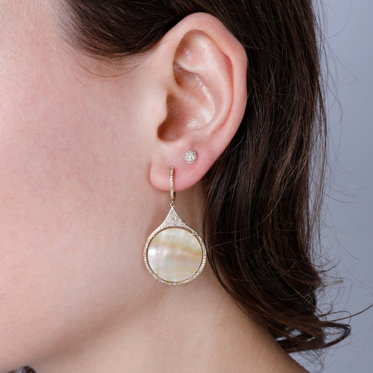 Round Halo Drop Earrings