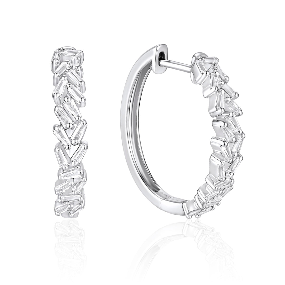 Crystal Cut Diamond Hoops 