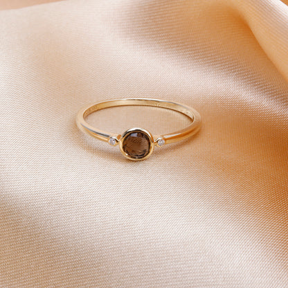 Mini Bezel Round Gem Ring 