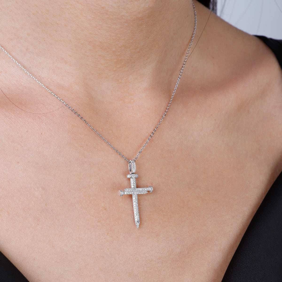 Cross Nail Diamond Necklace