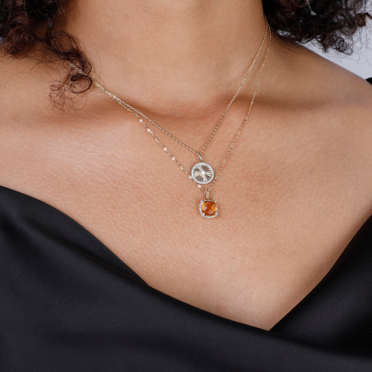 Diamond Halo Cushion Cut Necklace 