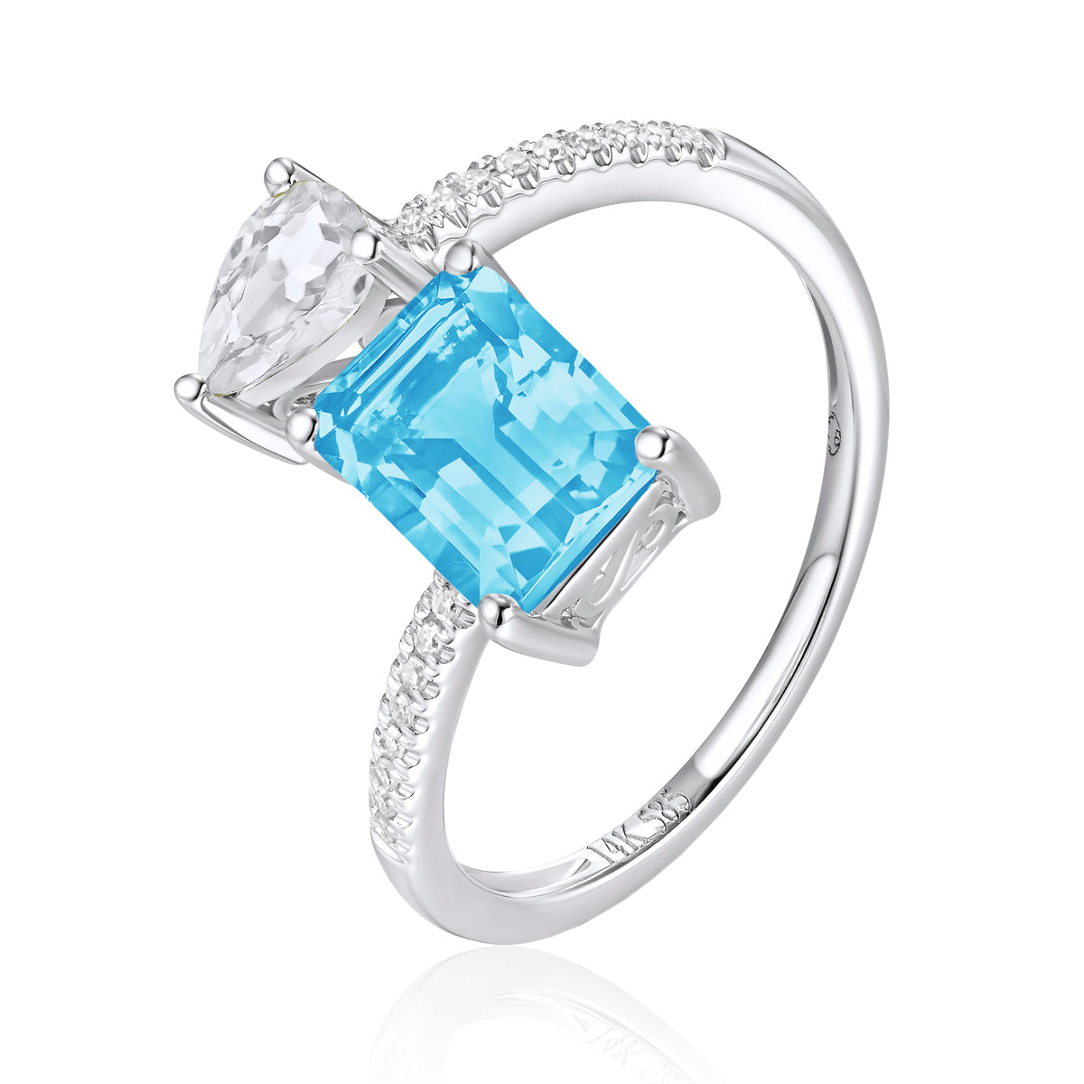 Emerald Cut & Pear Shape Mariposa Ring