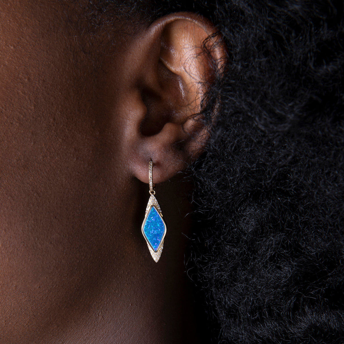 Opal Rhombus Drop Earrings