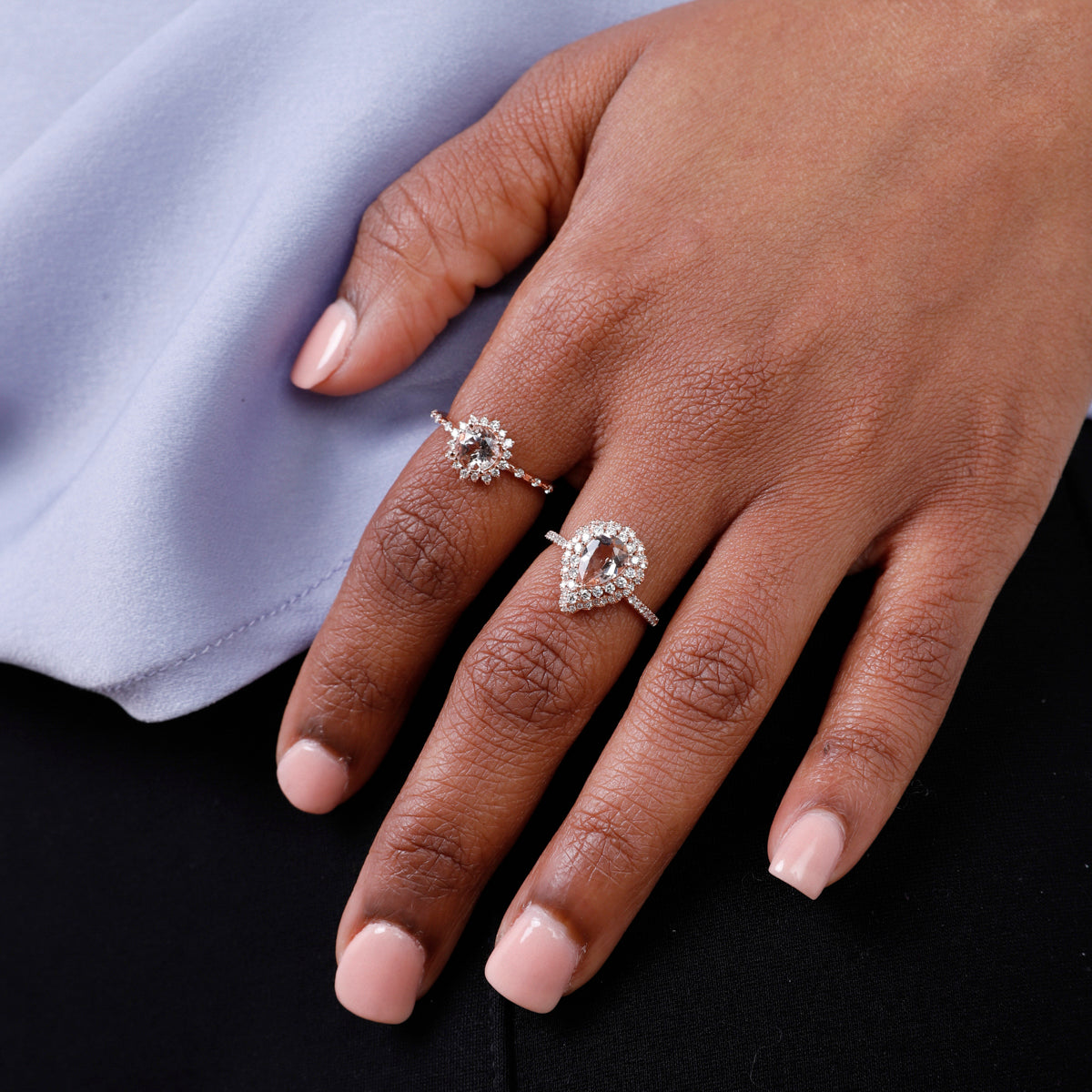 Double Halo Pear Shape Ring