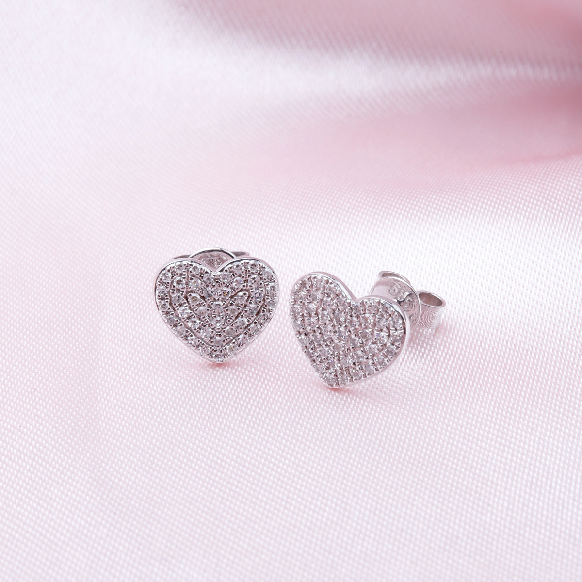 Pave Heart Studs