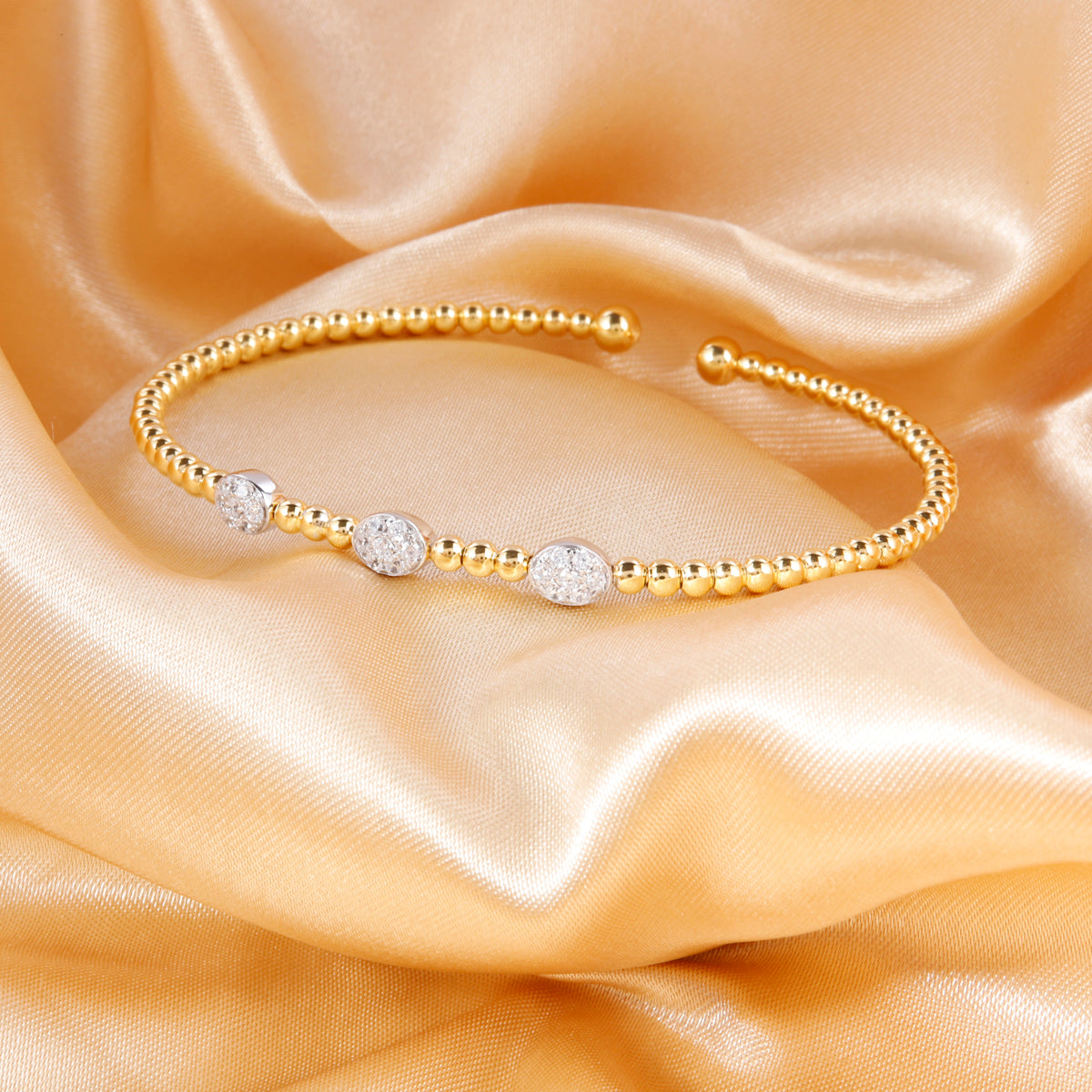 Stackable Beaded Gold Bangle