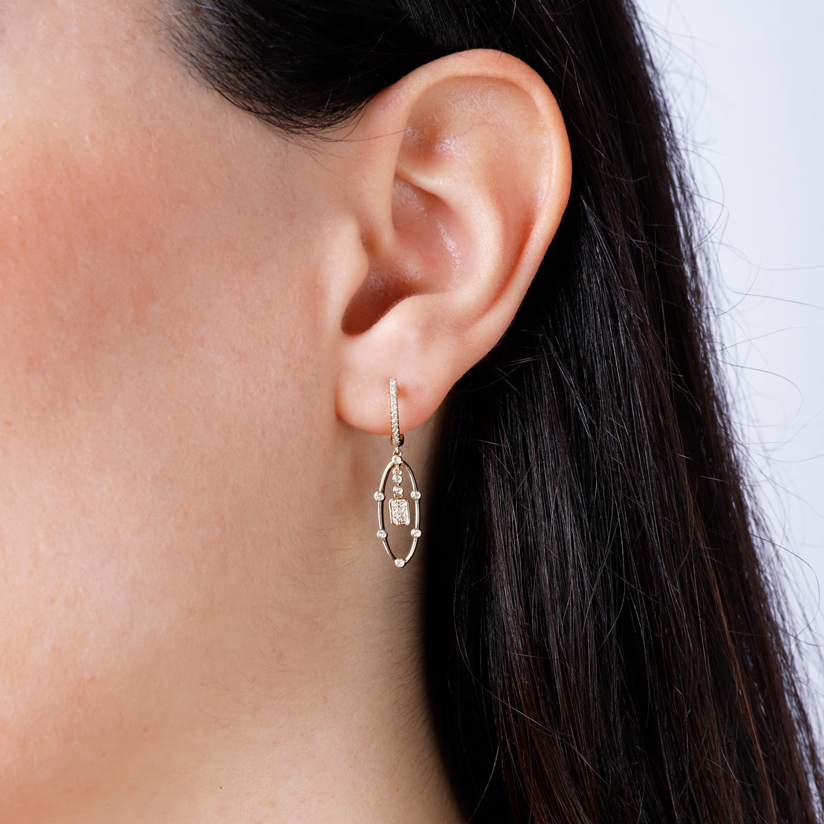 Futuristic Diamond Drop Earrings