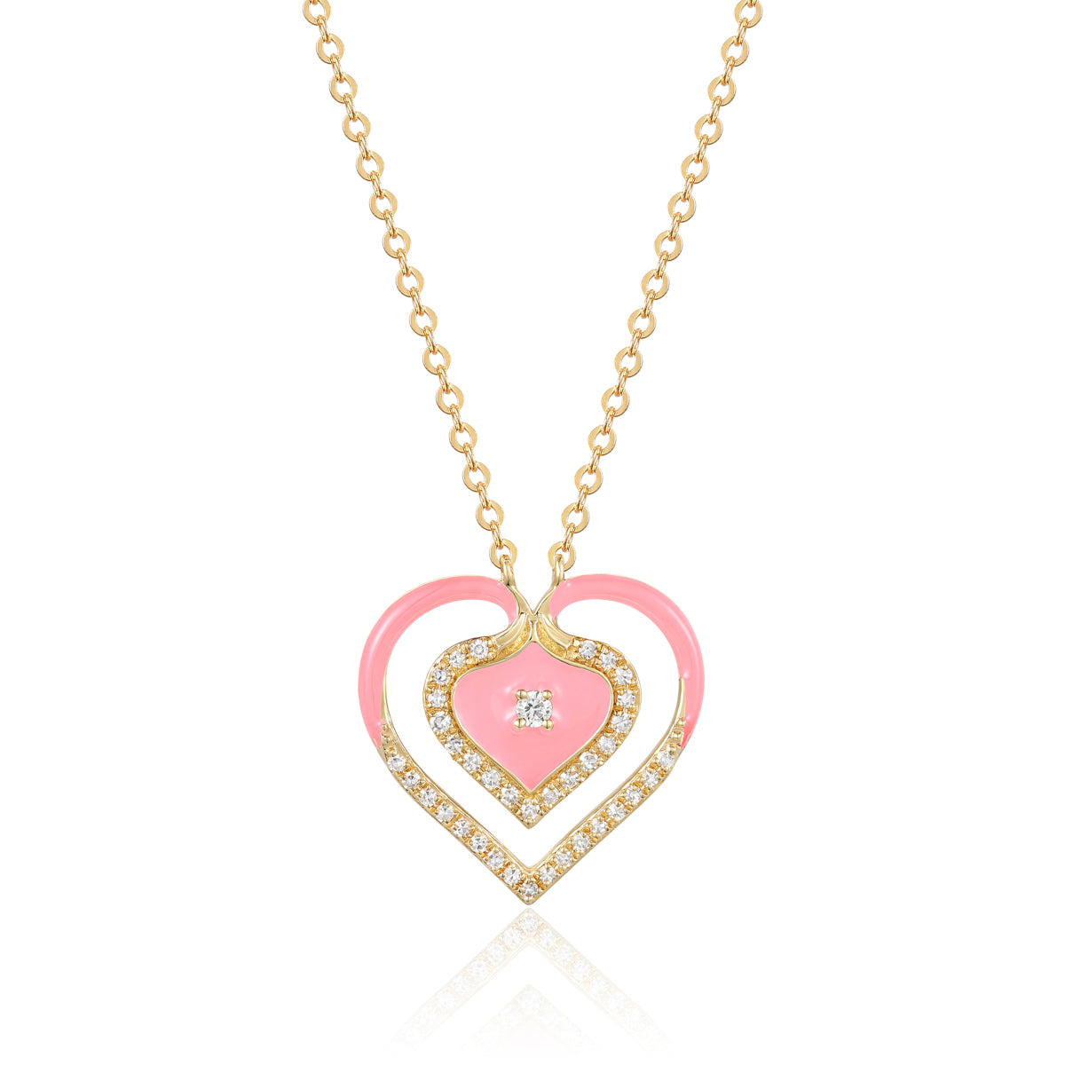 Enamel Double Heart Necklace