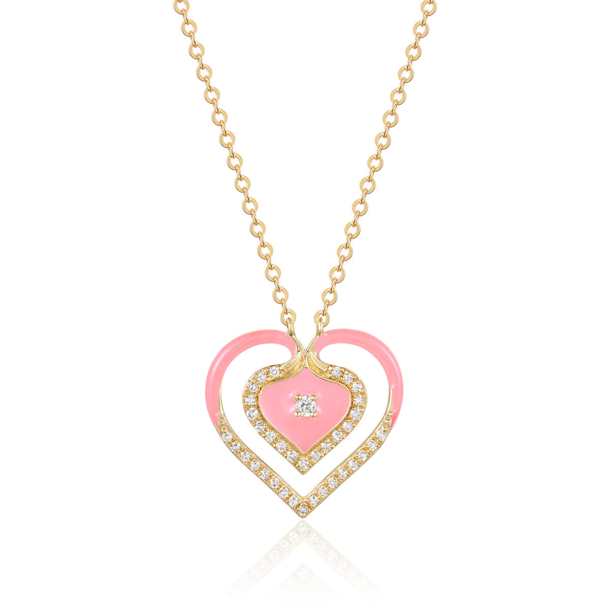 Enamel Double Heart Necklace