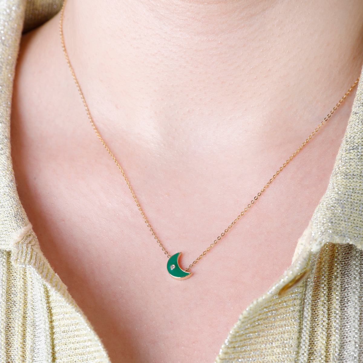 Enamel Moon Necklace