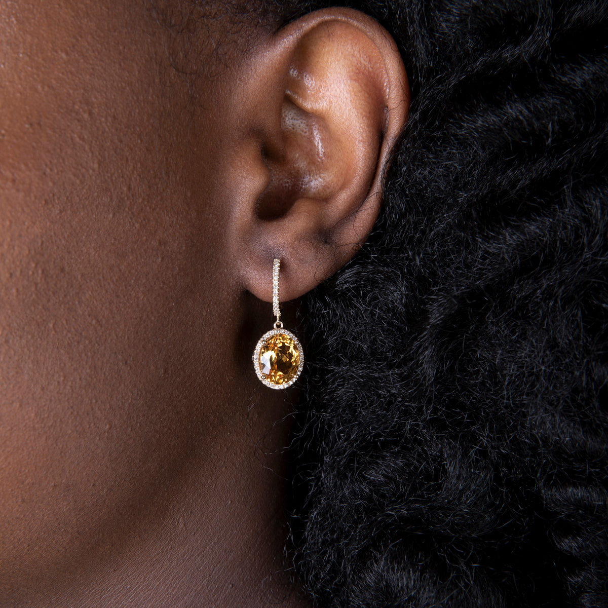 Oval Halo Drop Earrings