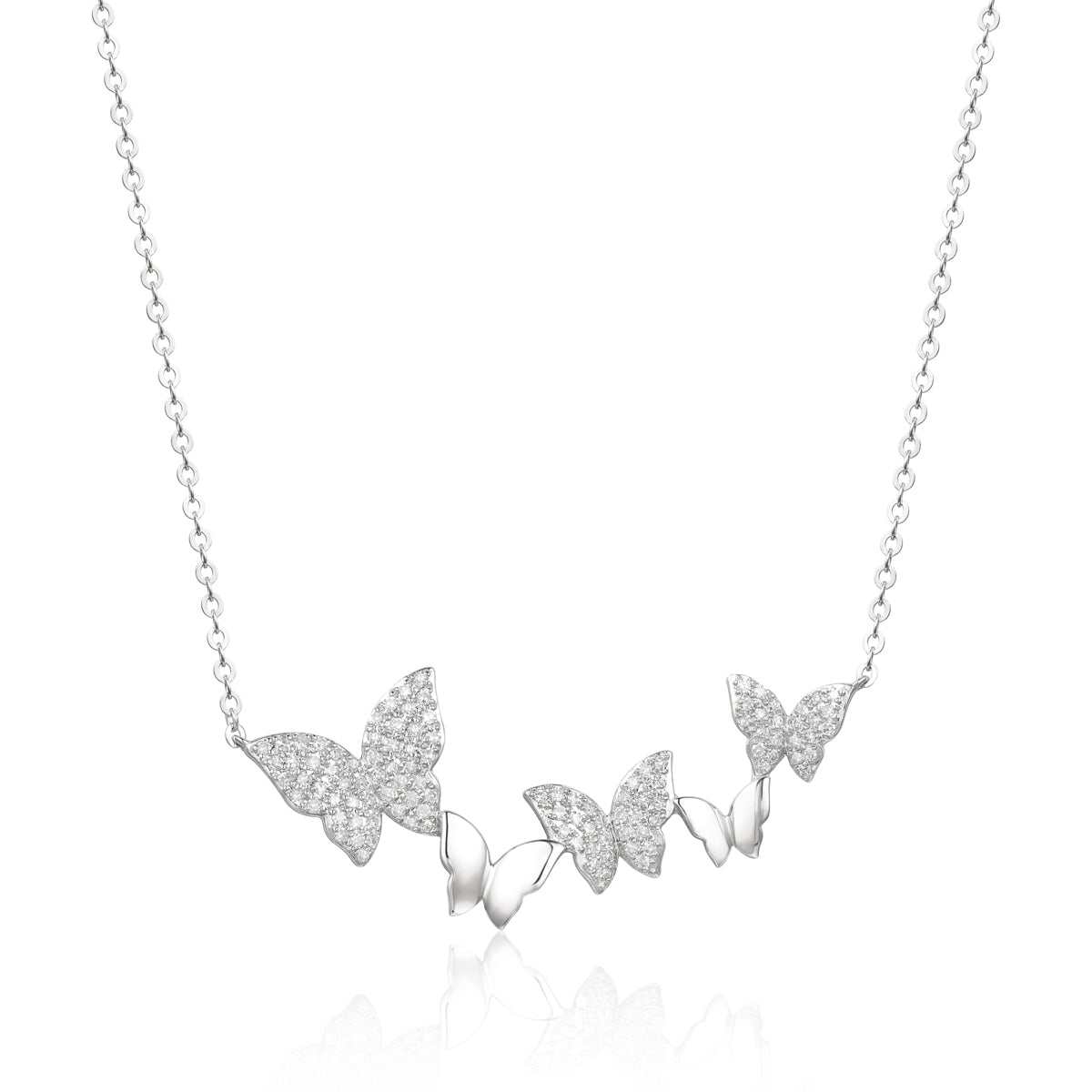 Butterflies Diamond Necklace, representation of opulence & elegance, decorated with shiny diamonds. 