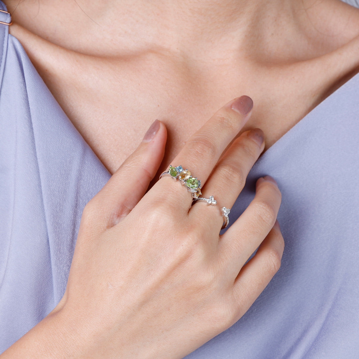 Multi Color Oval - Pear Shape Ring