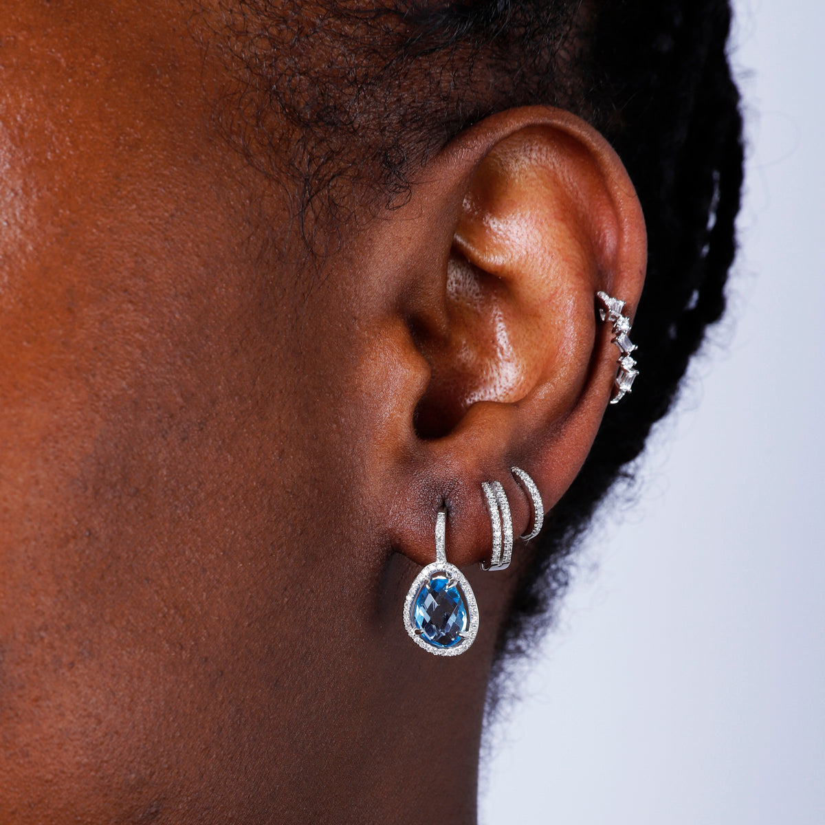 Leverback Checker Stone Earrings