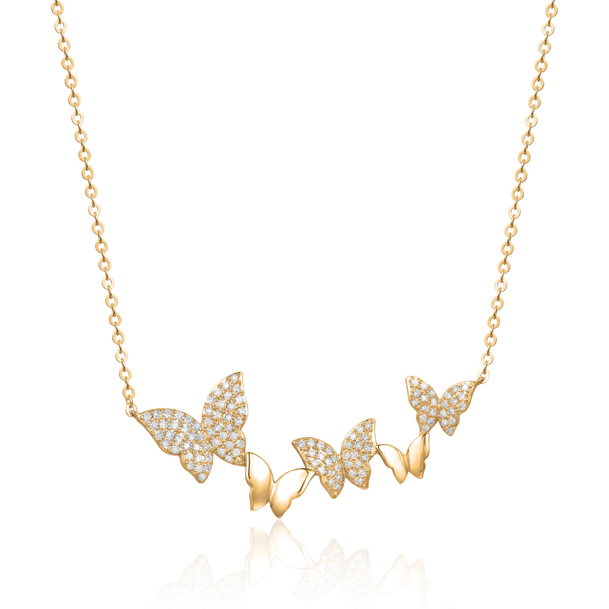 Butterflies Diamond Necklace, representation of opulence & elegance, decorated with shiny diamonds. 