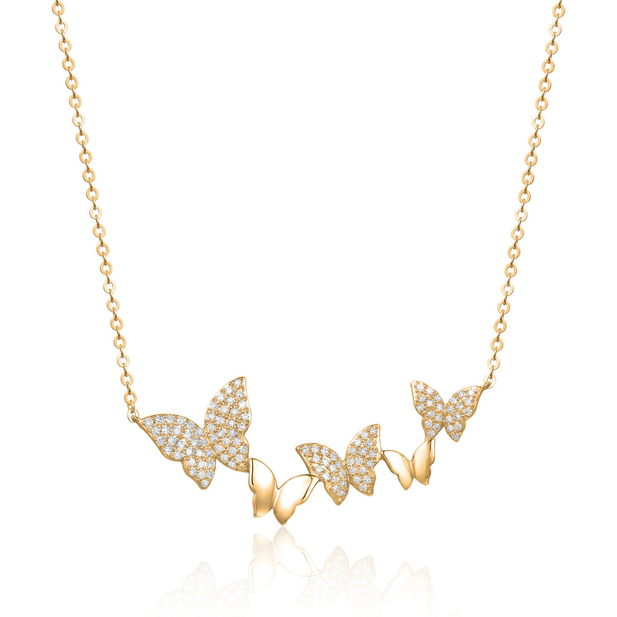 Butterflies Diamond Necklace, representation of opulence & elegance, decorated with shiny diamonds. 