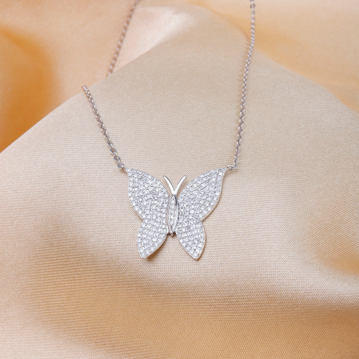 Pave Diamond Butterfly Necklace