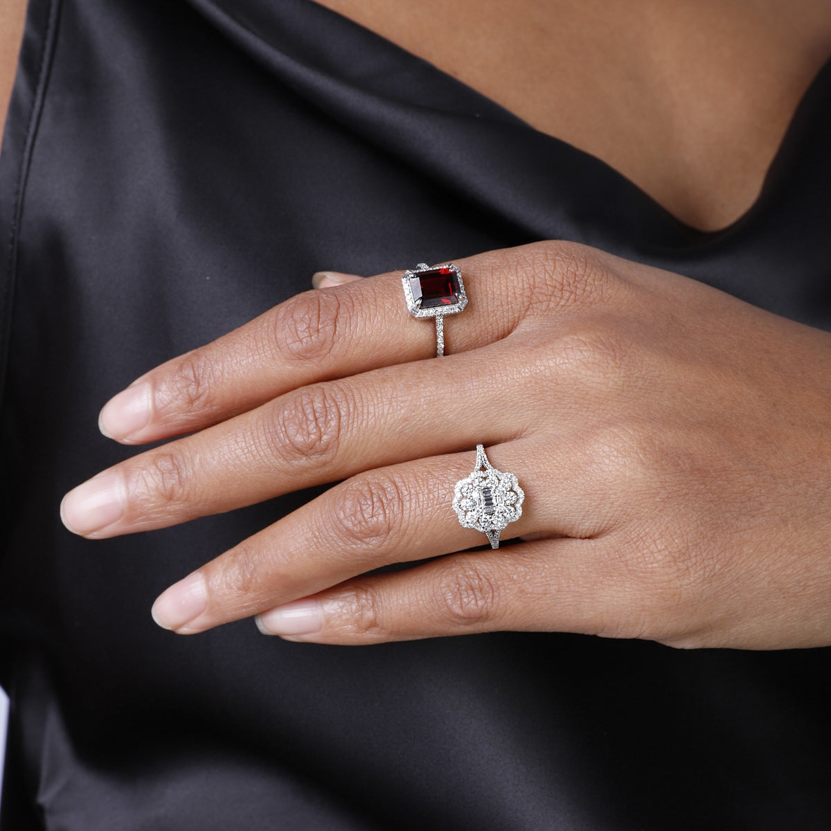 Flower Frame Diamond Ring