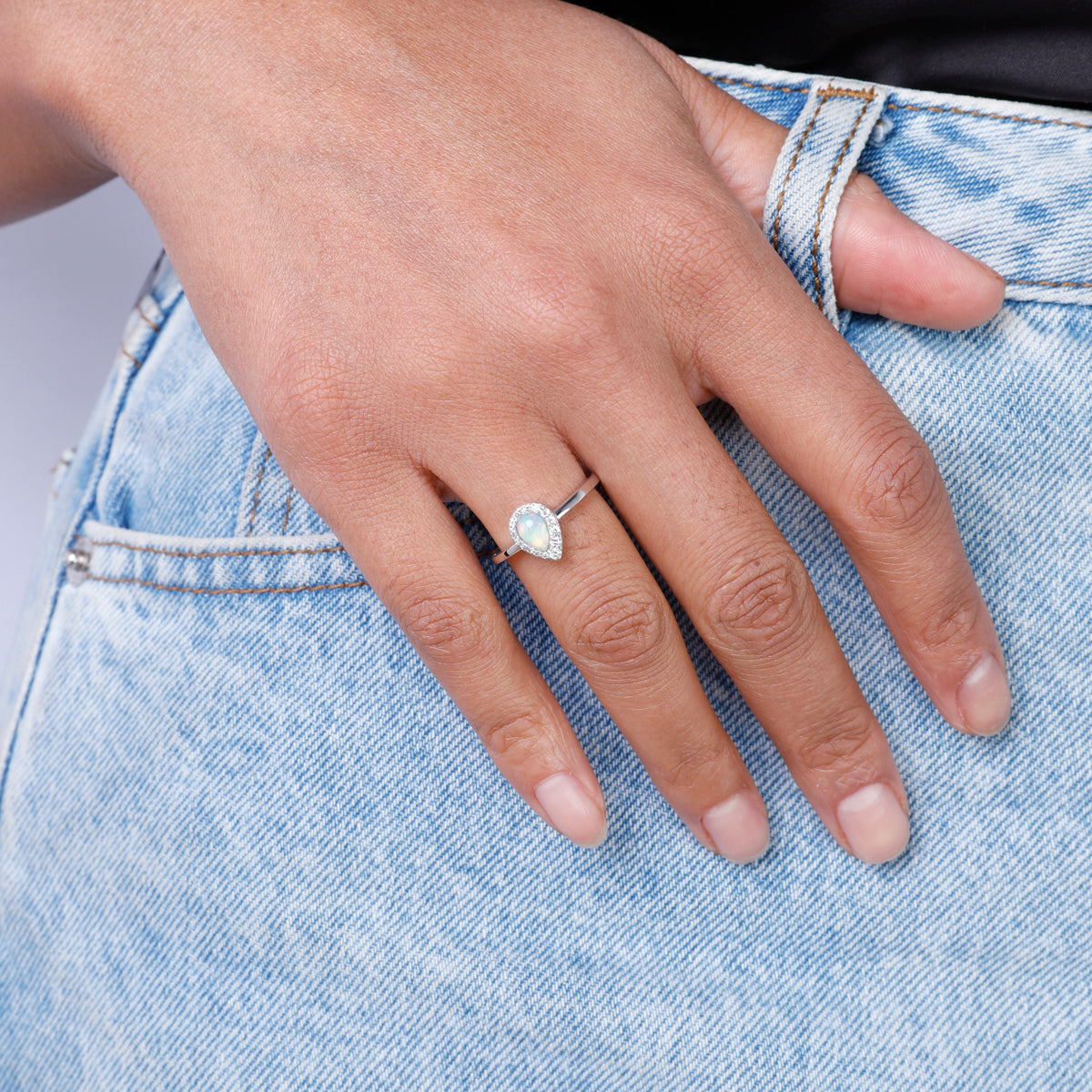 Opal Teardrop Ring