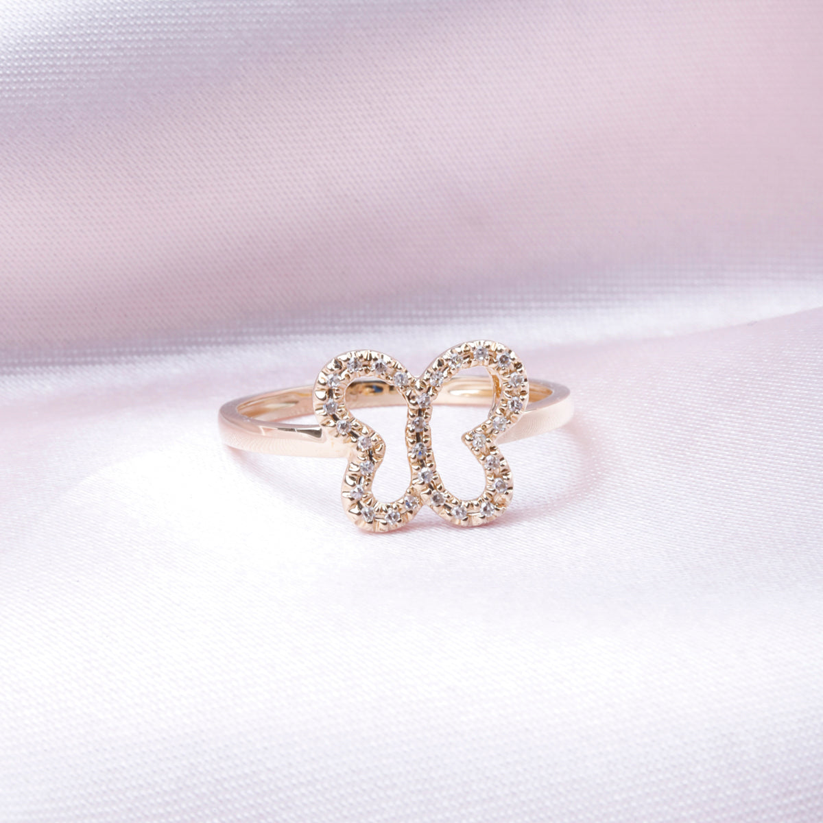 Butterfly Diamond Ring crafted with a graceful butterfly clouded by shimmering diamonds.