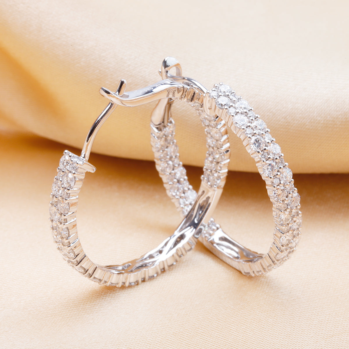 Double Row Diamond Hoops