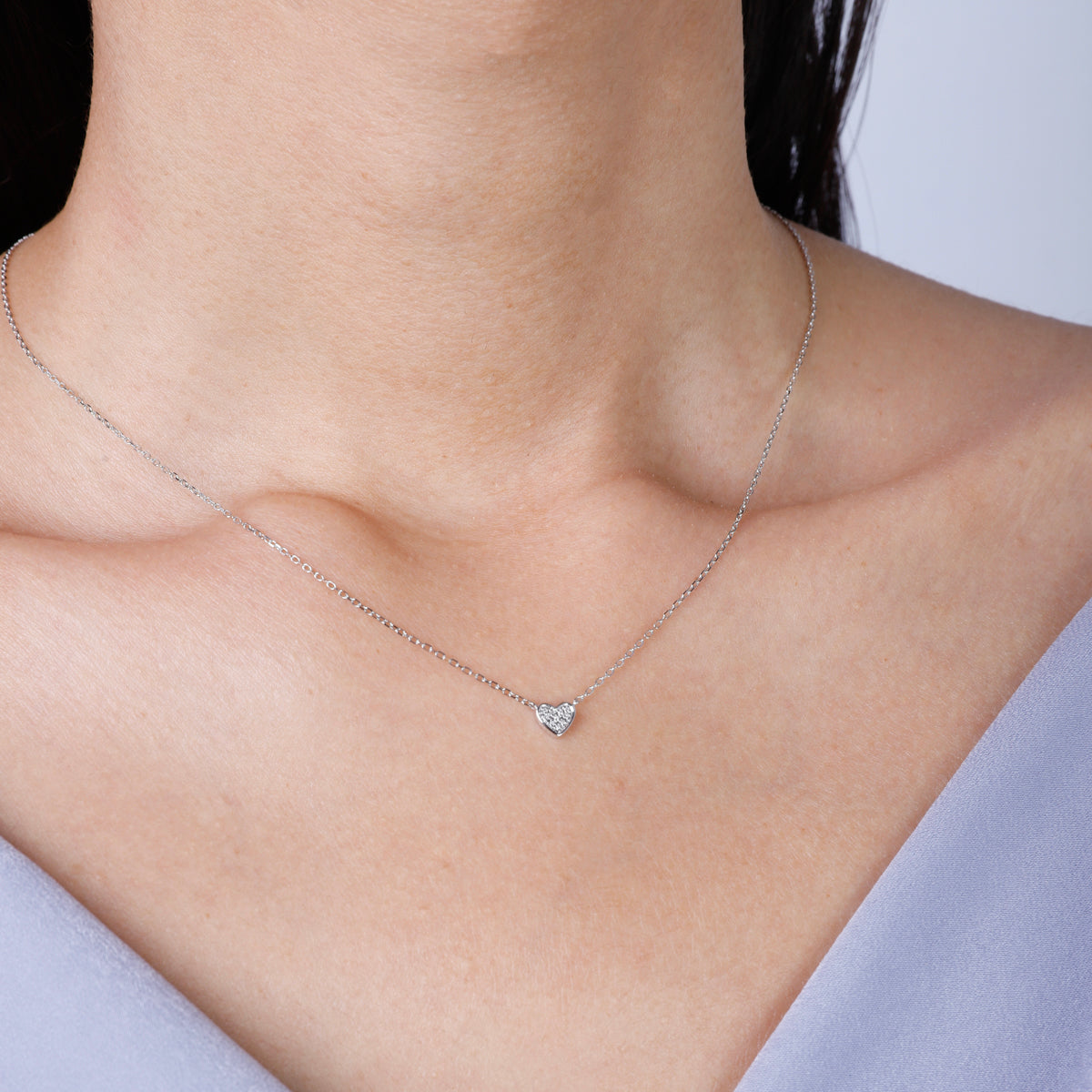 Micro Pave Heart Necklace