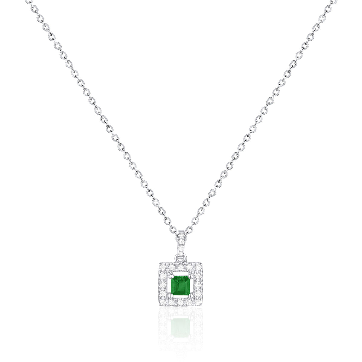 Square Open Halo Necklace