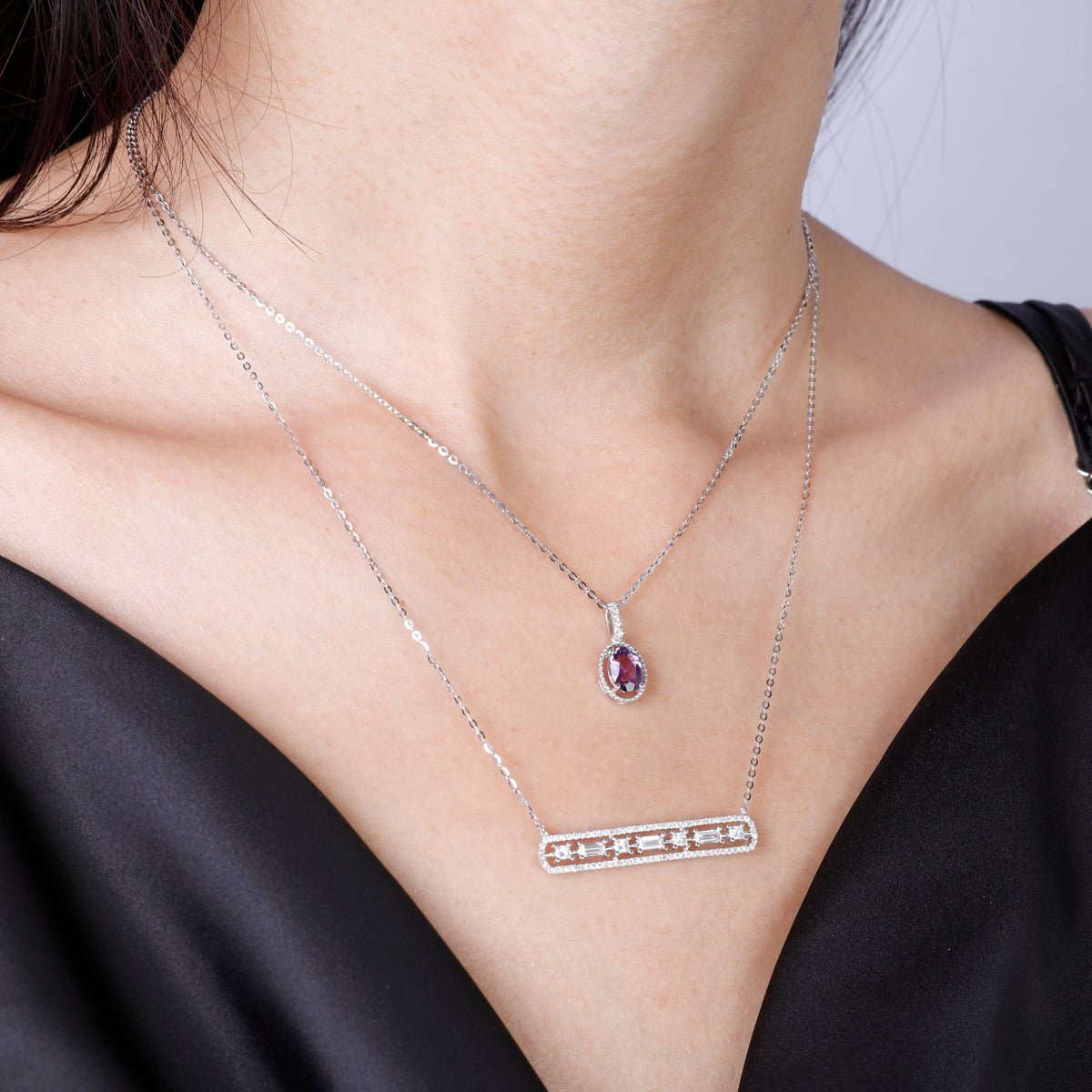 Open Halo Oval Necklace