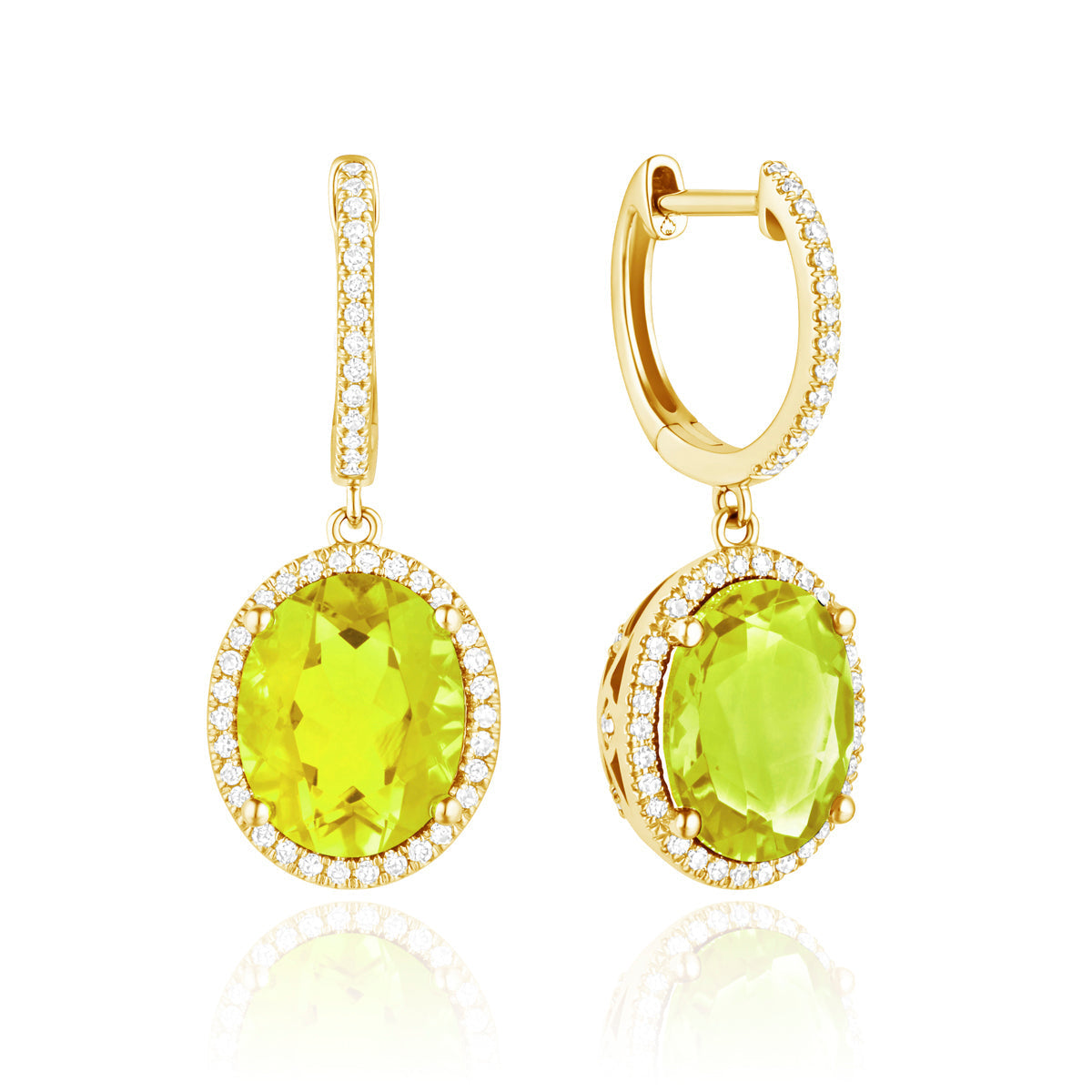 Oval Halo Drop Earrings