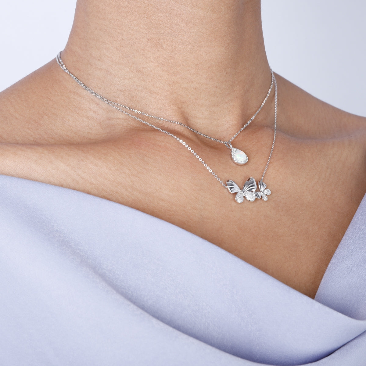 Butterflies Pave Necklace, design creates a glistening effect. Classic design-dainty and feminine