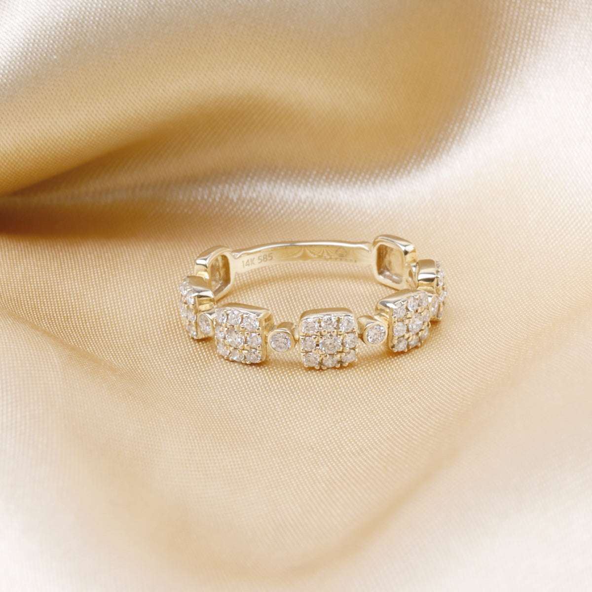 Pave Square Diamond Band