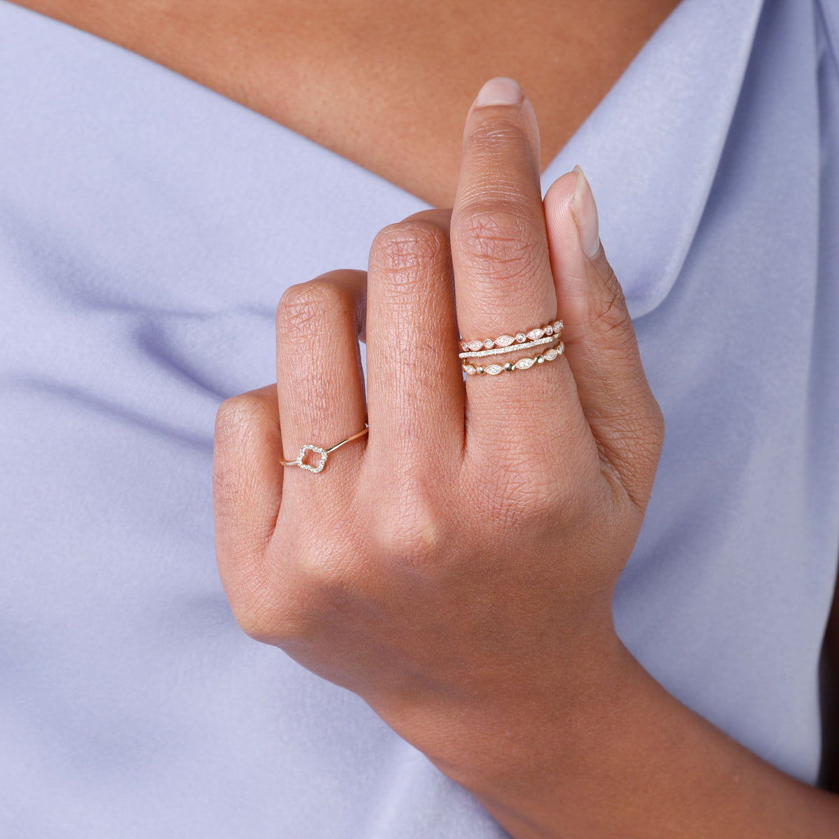 Alhambra Frame Dainty Ring - stunning jewelry featuring a diamond accent. 