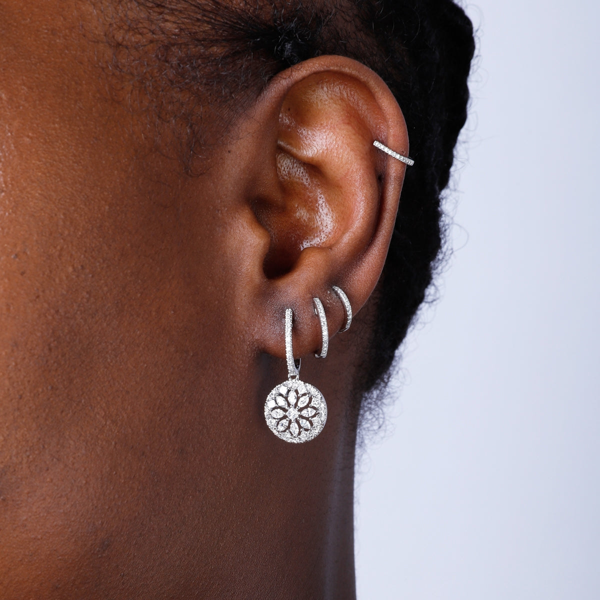 Hollow Dreamcatcher Diamond Earrings