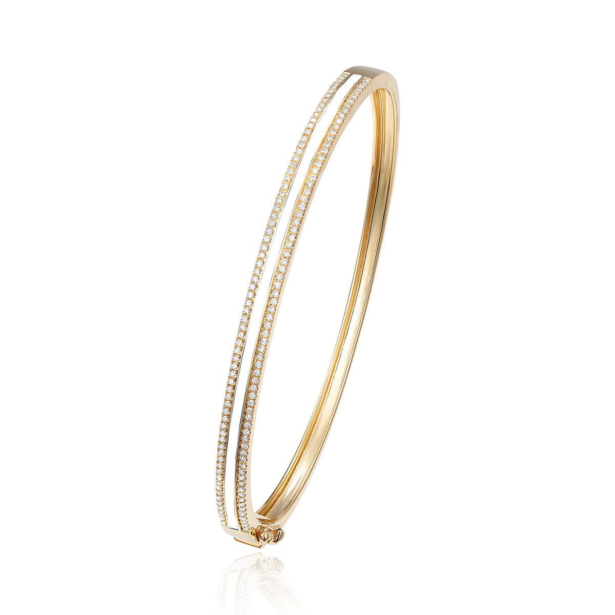 Enamel bangle with a row of diamonds. A pop of color to enhance the vibrant enamel color.