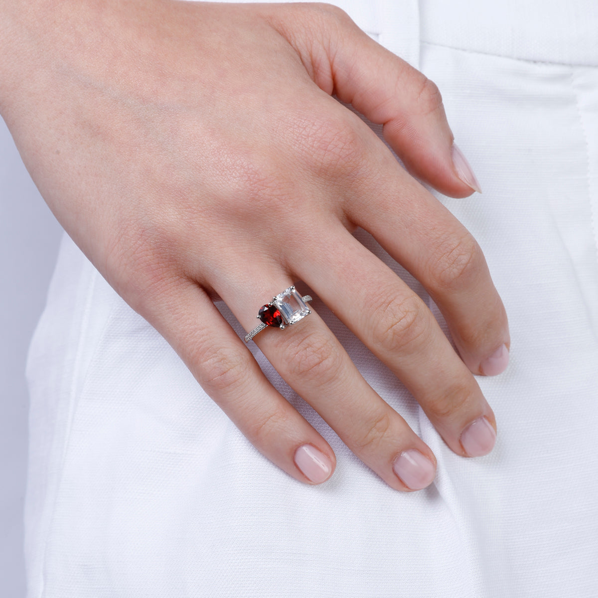 Moi et Toi Emerald Cut & Pear Shape Ring