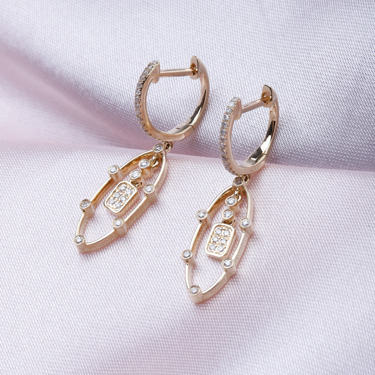 Futuristic Diamond Drop Earrings