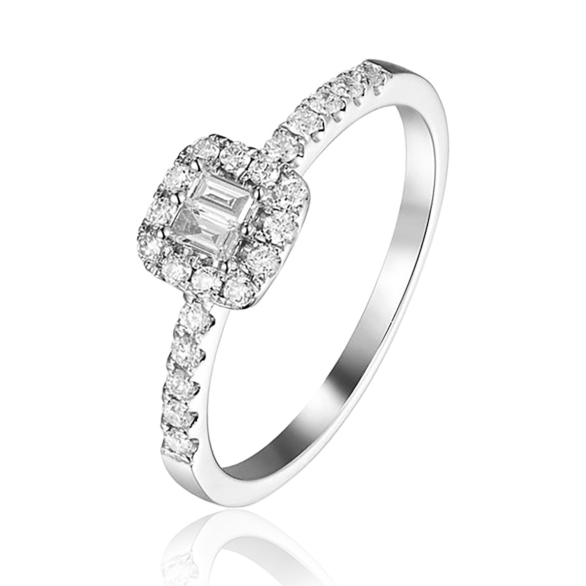 Timeless Halo Baguette Ring