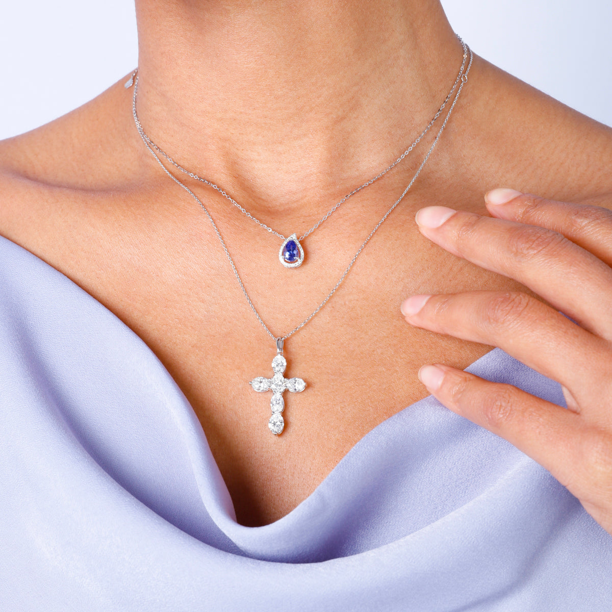 Mini Oval Diamond Cross