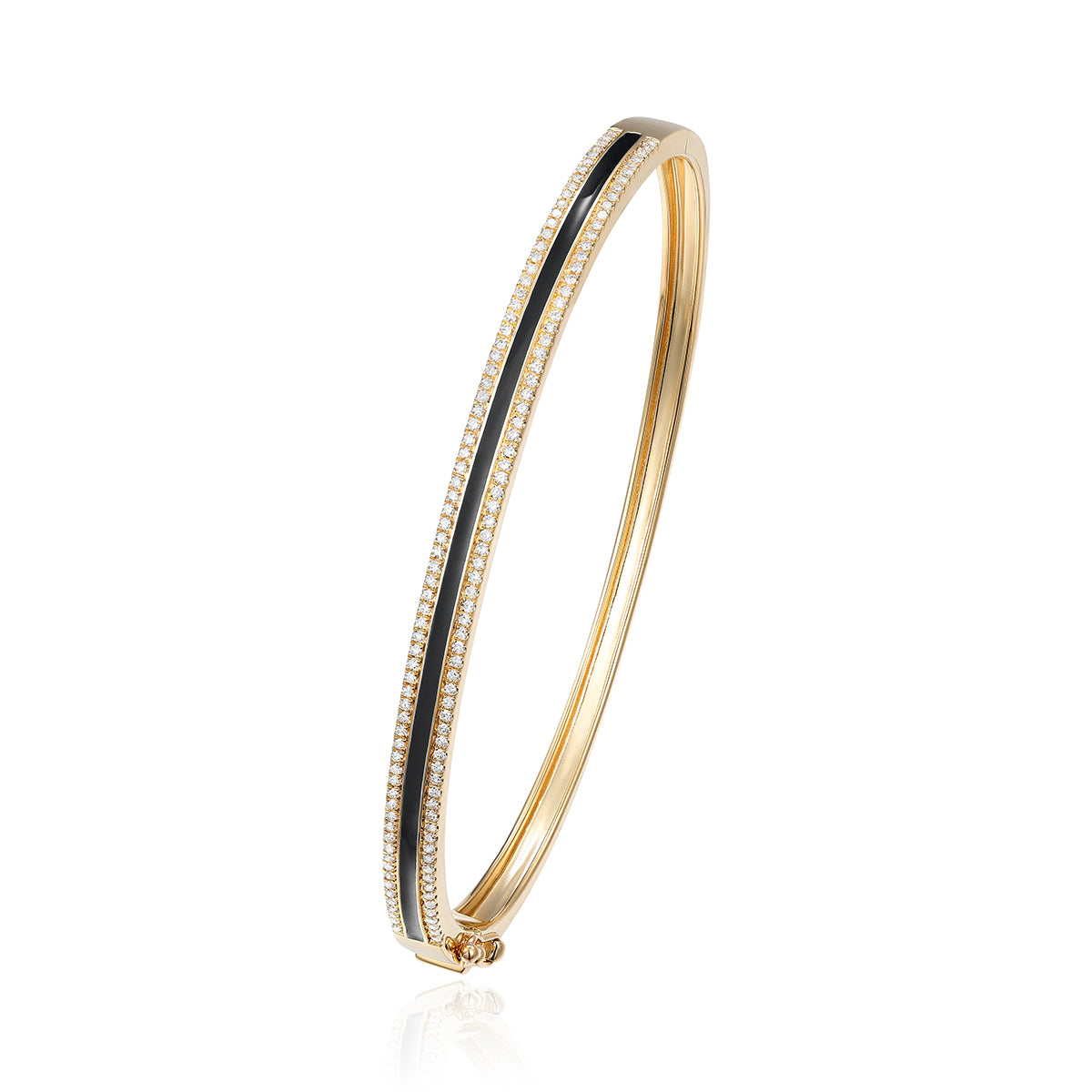 Enamel bangle with a row of diamonds. A pop of color to enhance the vibrant enamel color.