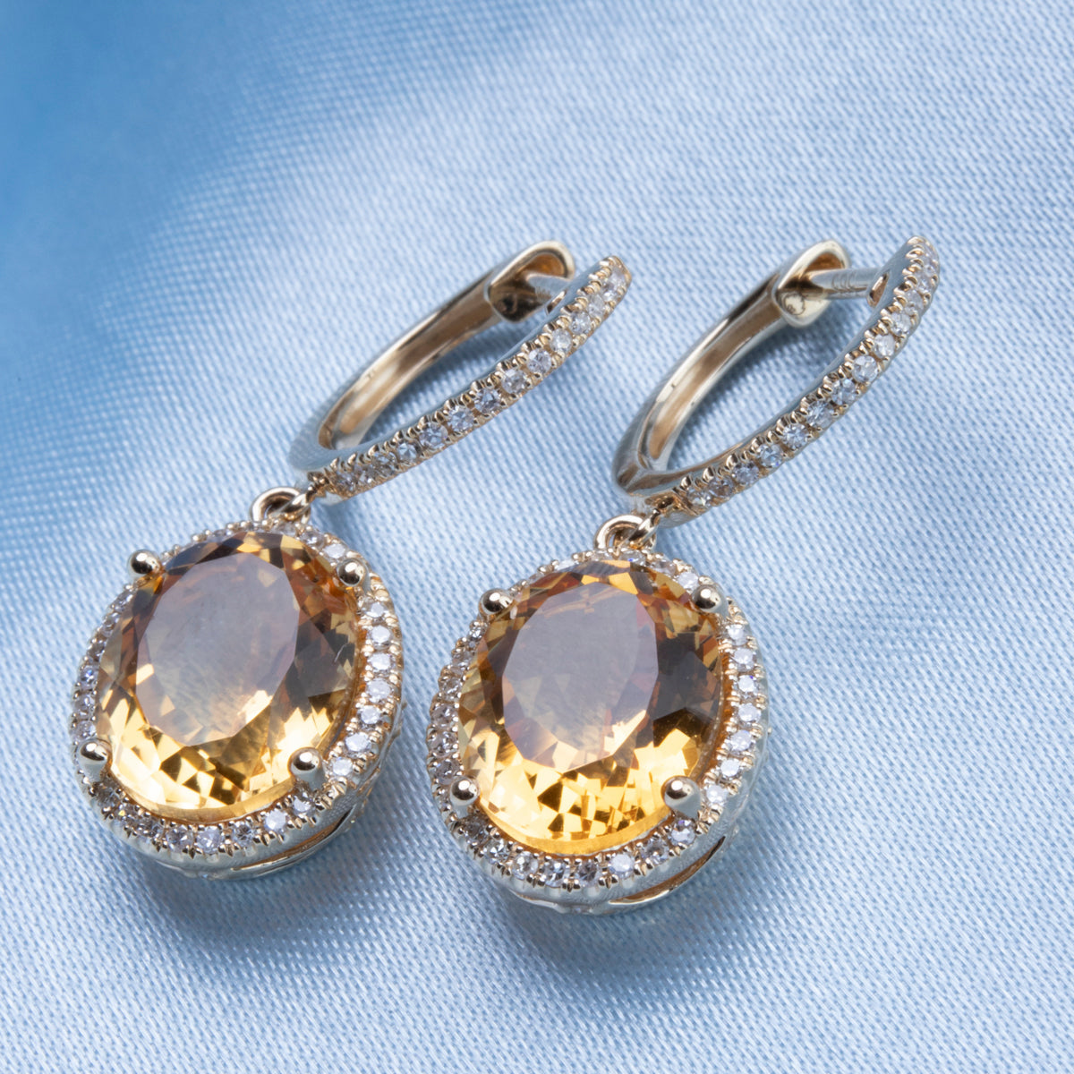 Oval Halo Drop Earrings