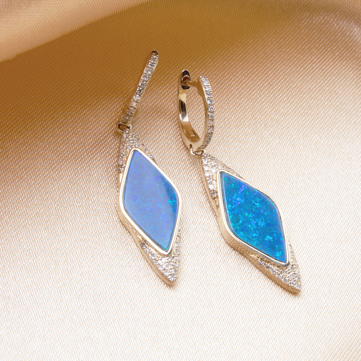 Opal Rhombus Drop Earrings