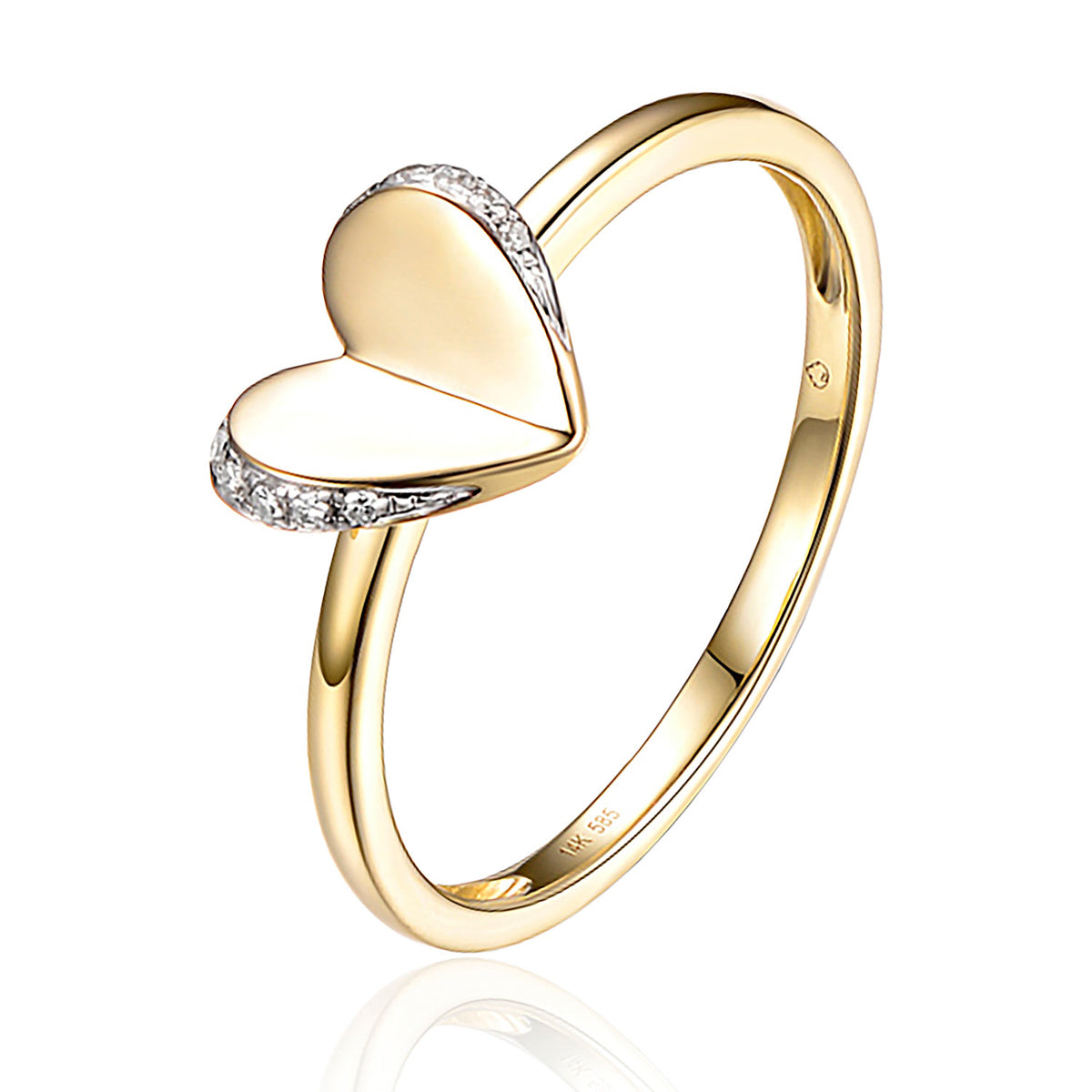 Heart Ring with Diamond Frame