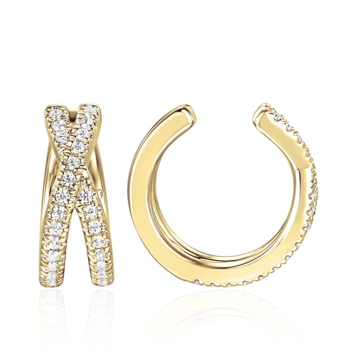 Dazzling diamond ear cuff with a crossover design. 