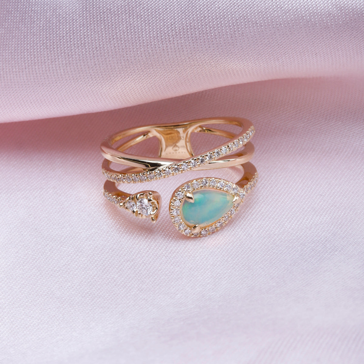 Wide Opal and X Ring