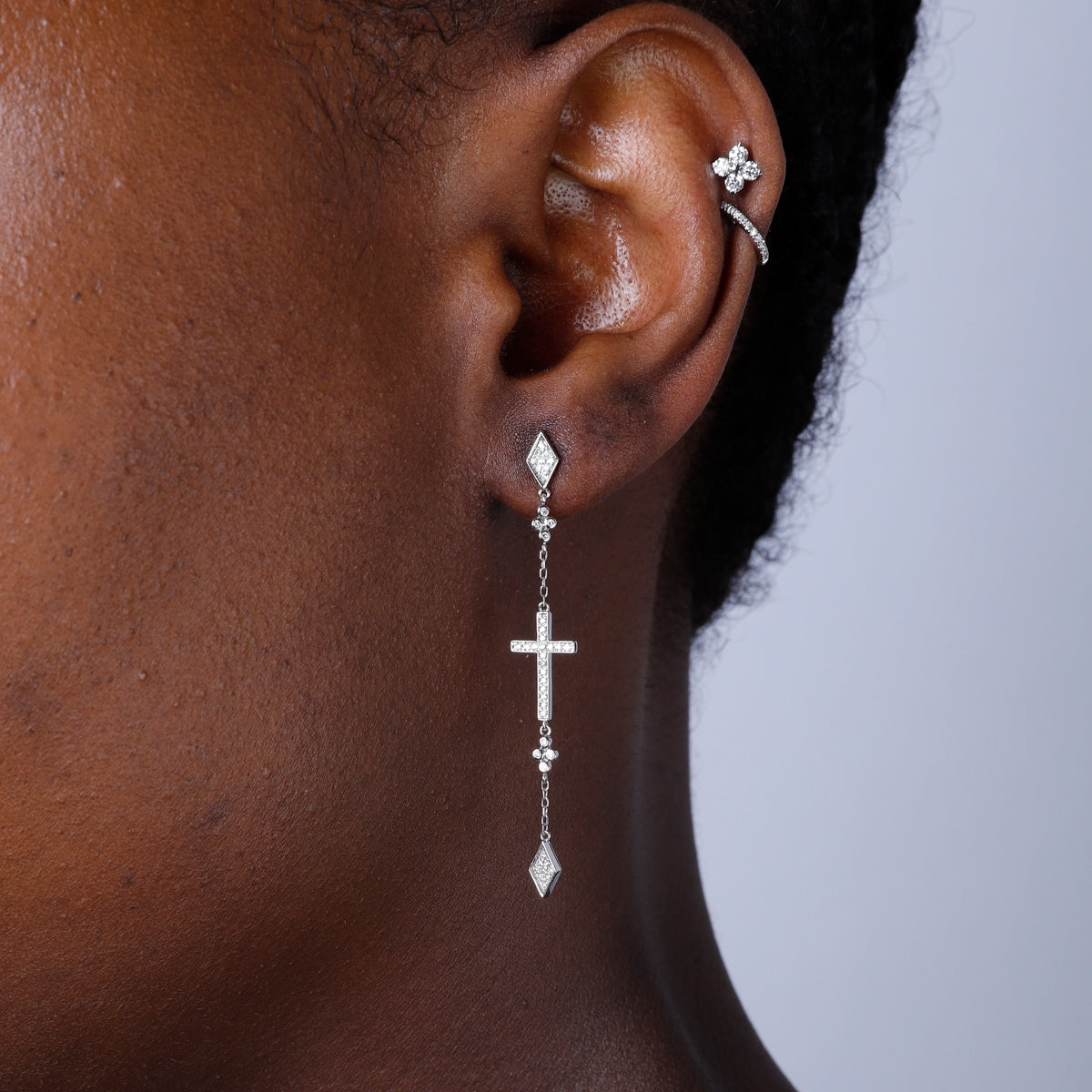 Cross Chain Earrings