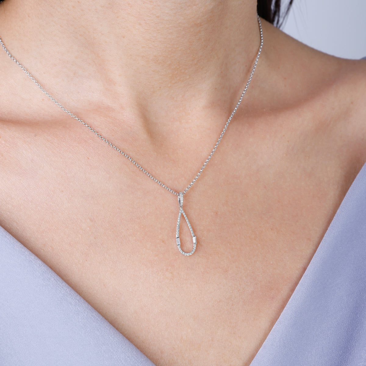 Teardrop Frame Diamond Necklace