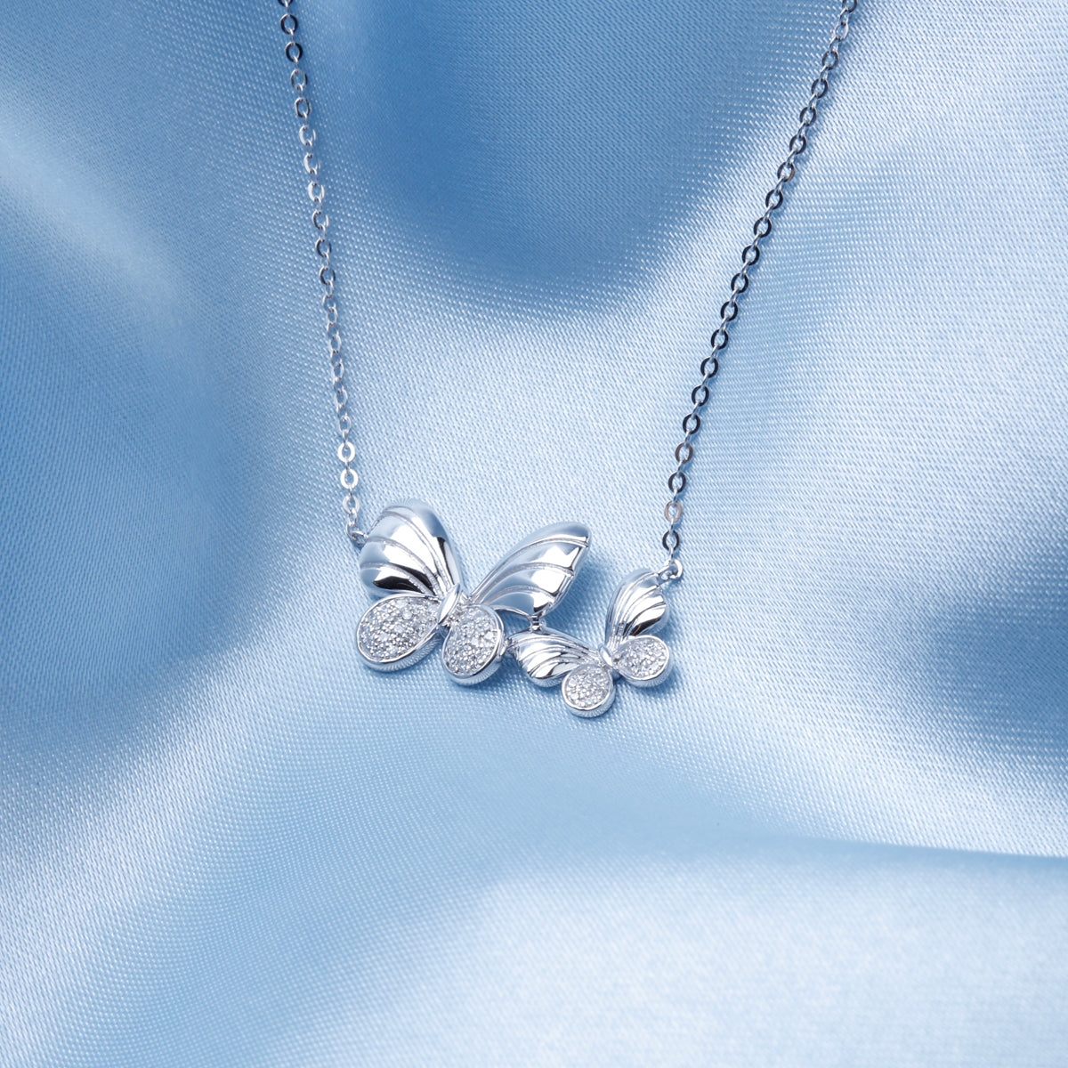 Butterflies Pave Necklace, design creates a glistening effect. Classic design-dainty and feminine